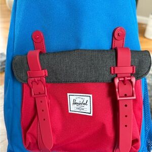 NWOT Herschel Little America Imperial  Blue and Red Bag with Vibrant Straps